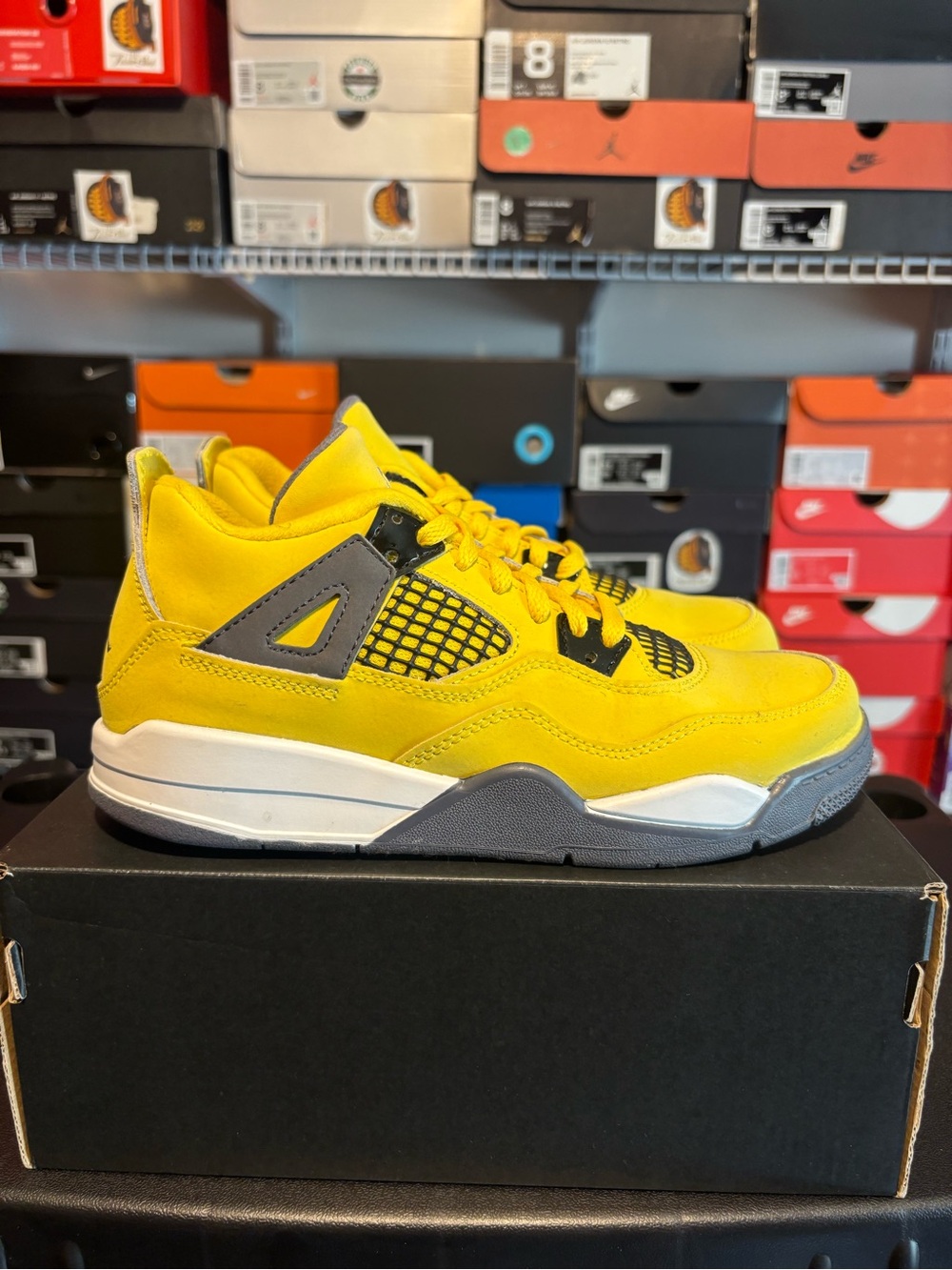 Jordan Kids Yellow and Gray Retro Style Sneakers